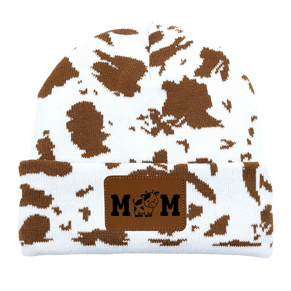 Wholesale Knitted Hat MOM Cow DAD Woolen Hat